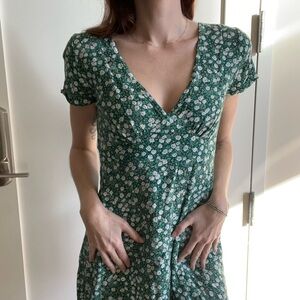 Motel Rocks Green Floral Mini Dress
